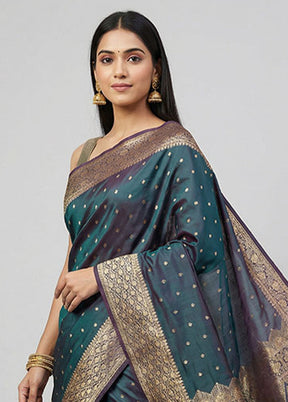 Green Banarasi Silk Saree With Blouse Piece