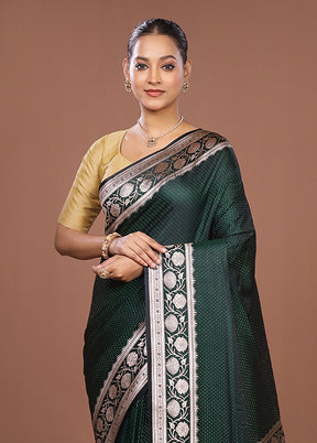 Green Banarasi Silk Saree With Blouse Piece