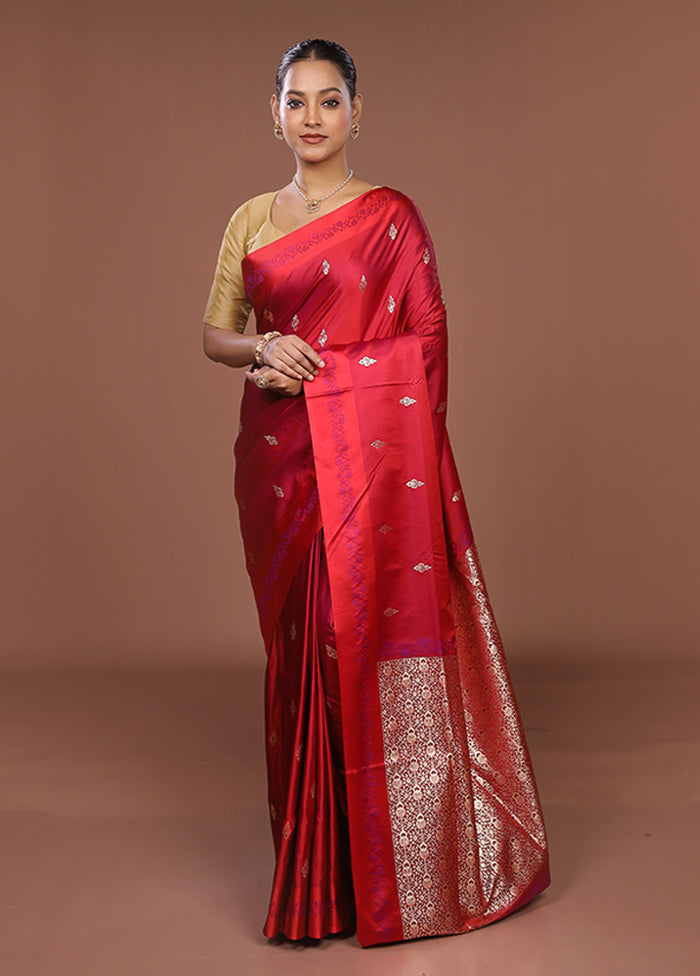 Pink Banarasi Silk Saree With Blouse Piece