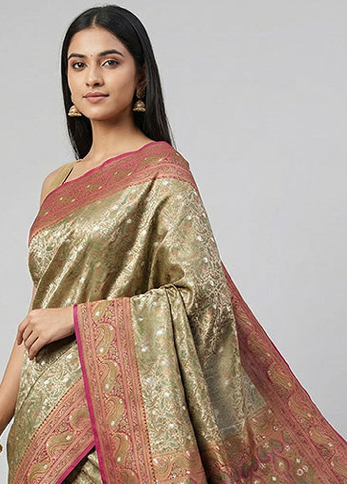 Cream Tanchoi Silk Saree With Blouse Piece