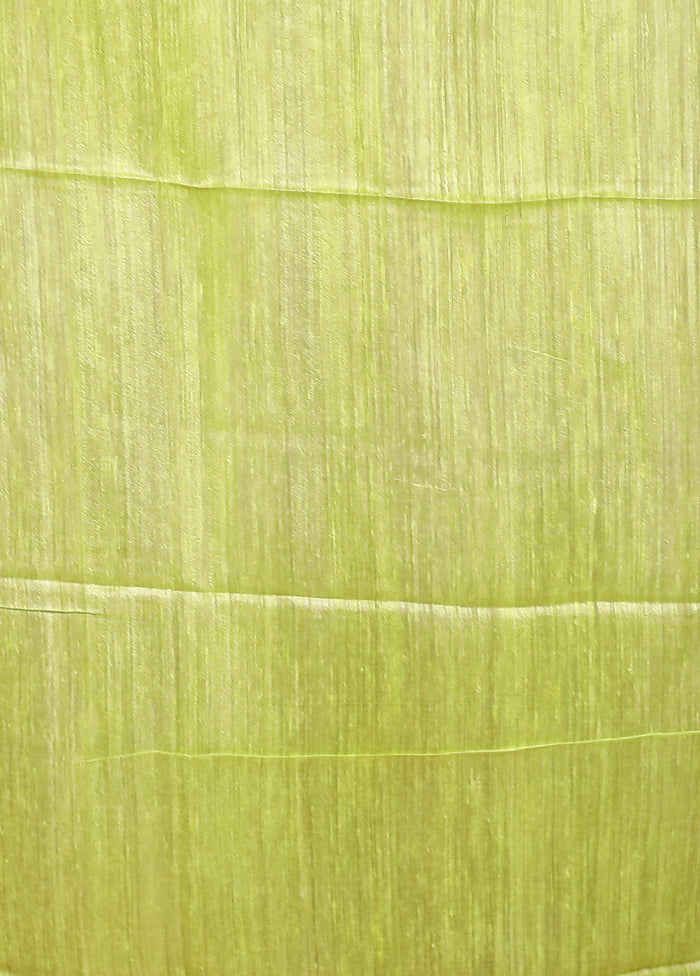 Green Handloom Matka Pure Silk Saree With Blouse Piece