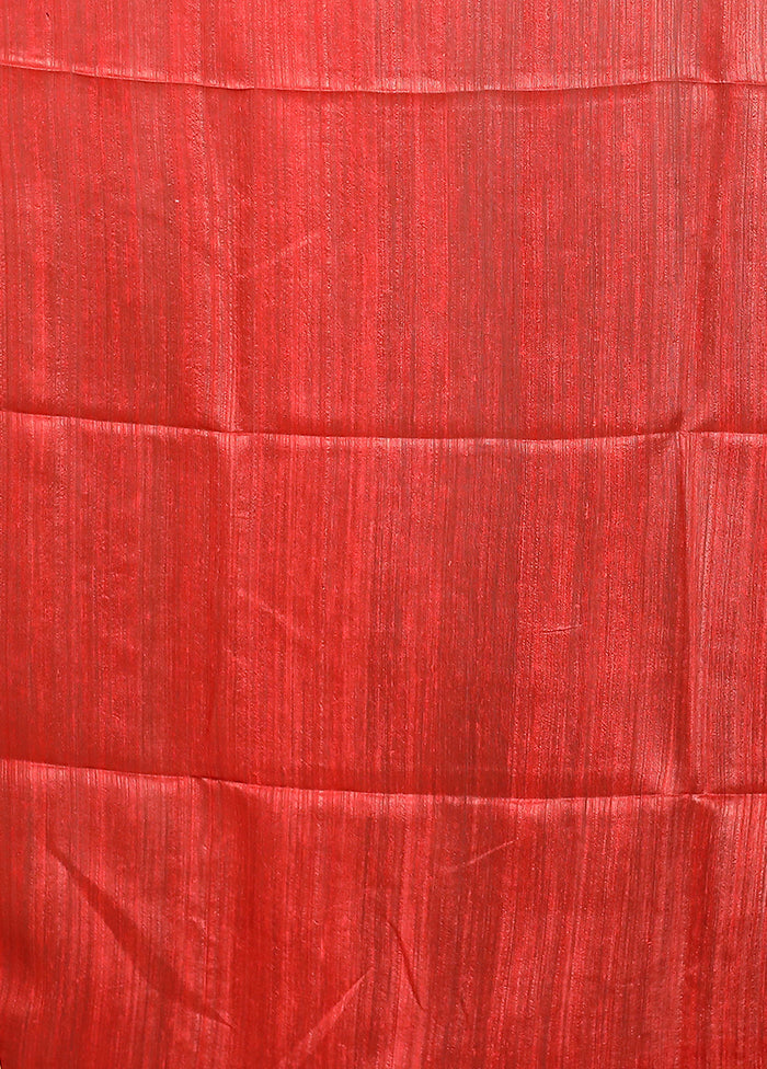 Red Handloom Matka Pure Silk Saree With Blouse Piece