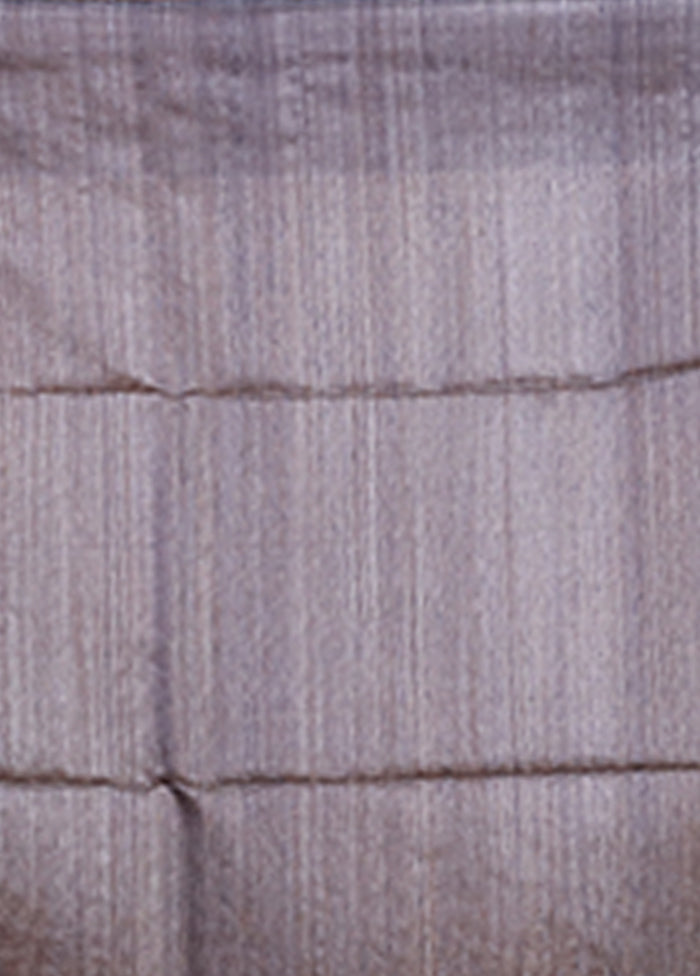 Grey Handloom Matka Pure Silk Saree With Blouse Piece