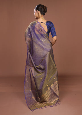 Blue Handloom Matka Pure Silk Saree With Blouse Piece