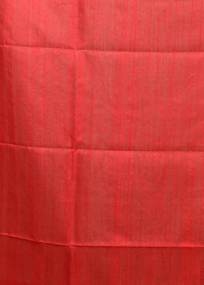 Red Handloom Matka Pure Silk Saree With Blouse Piece