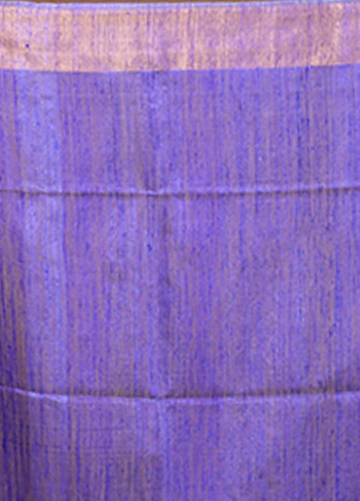 Blue Handloom Tussar Pure Silk Saree With Blouse Piece