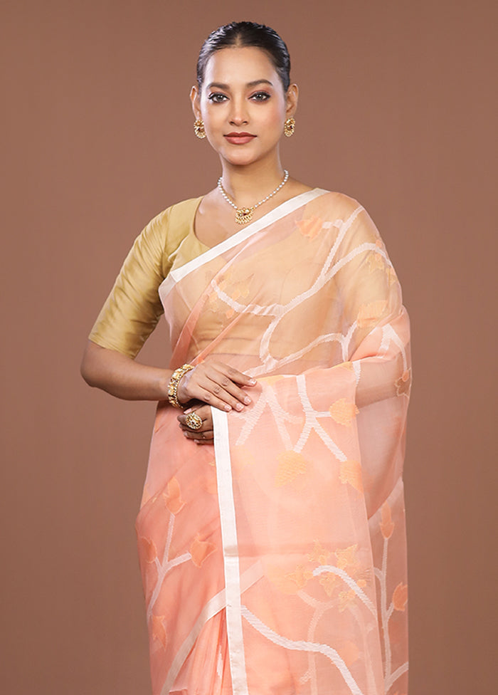 Pink Handloom Matka Pure Silk Saree With Blouse Piece