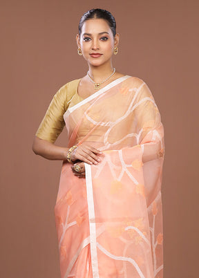 Pink Handloom Matka Pure Silk Saree With Blouse Piece