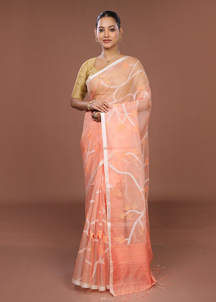 Pink Handloom Matka Pure Silk Saree With Blouse Piece