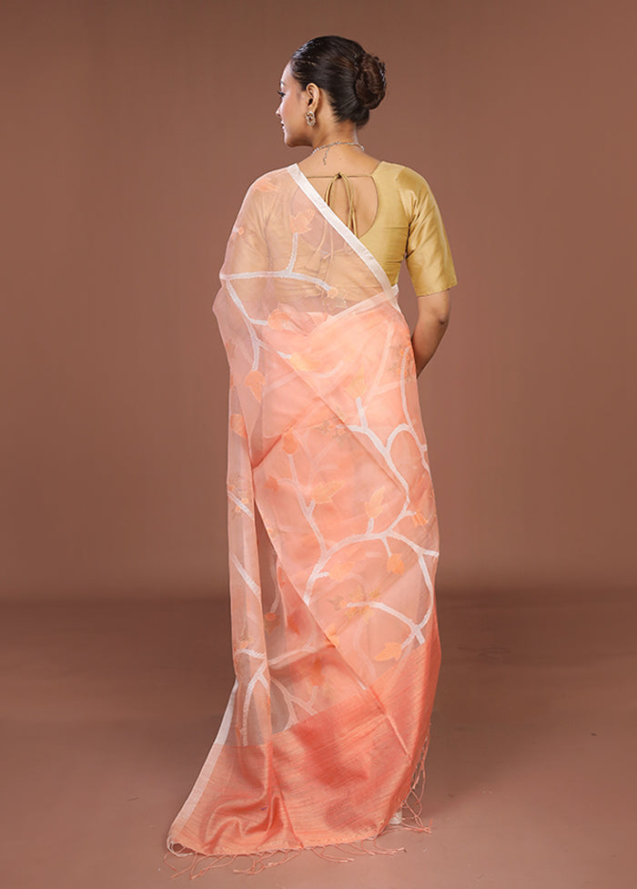 Pink Handloom Matka Pure Silk Saree With Blouse Piece