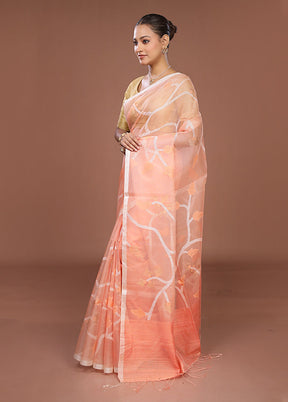 Pink Handloom Matka Pure Silk Saree With Blouse Piece