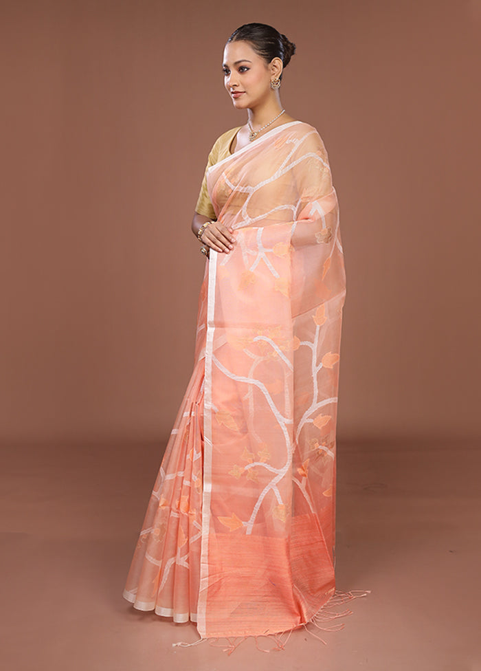 Pink Handloom Matka Pure Silk Saree With Blouse Piece