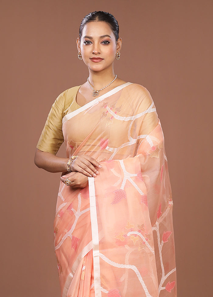Pink Handloom Matka Pure Silk Saree With Blouse Piece