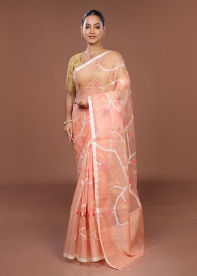 Pink Handloom Matka Pure Silk Saree With Blouse Piece