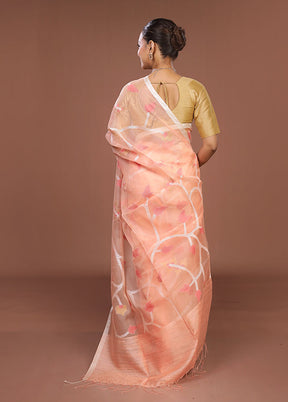 Pink Handloom Matka Pure Silk Saree With Blouse Piece