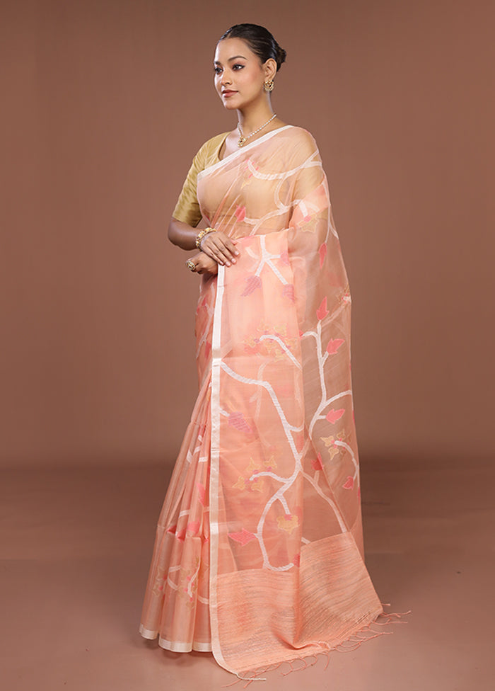 Pink Handloom Matka Pure Silk Saree With Blouse Piece