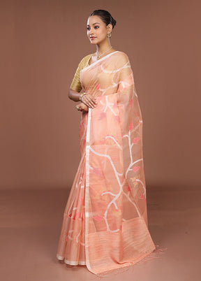 Pink Handloom Matka Pure Silk Saree With Blouse Piece
