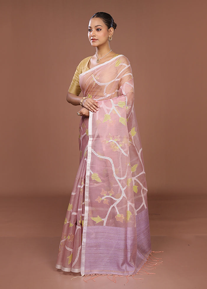 Purple Handloom Matka Pure Silk Saree With Blouse Piece