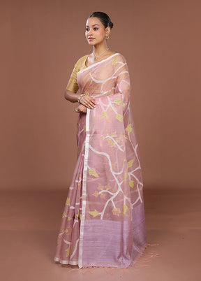 Purple Handloom Matka Pure Silk Saree With Blouse Piece