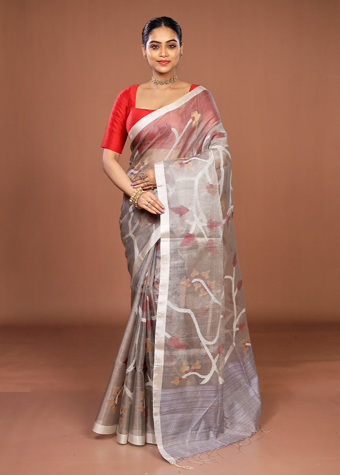 Cream Handloom Matka Pure Silk Saree With Blouse Piece