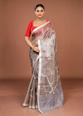 Cream Handloom Matka Pure Silk Saree With Blouse Piece