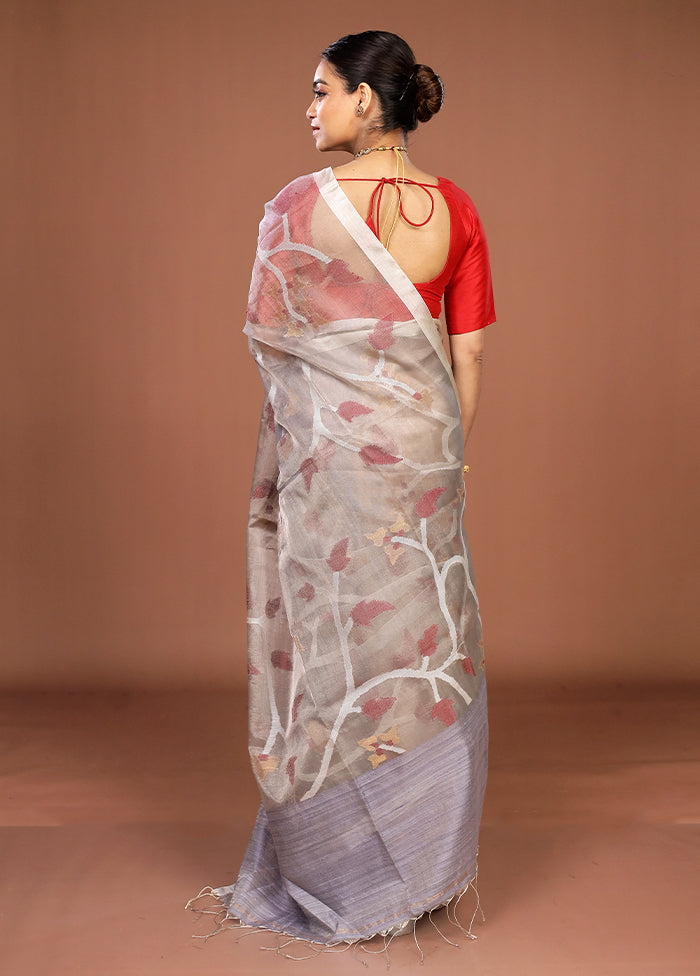Cream Handloom Matka Pure Silk Saree With Blouse Piece