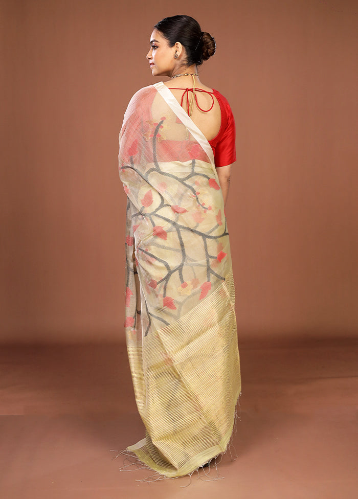 Green Handloom Matka Pure Silk Saree With Blouse Piece