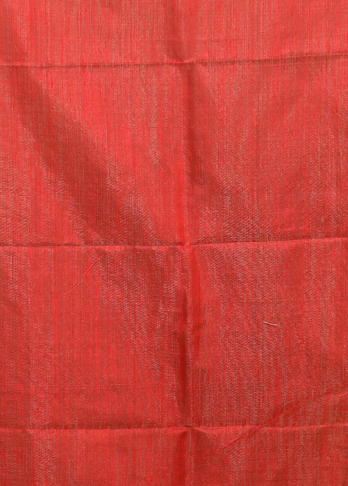 Red Handloom Matka Pure Silk Saree With Blouse Piece