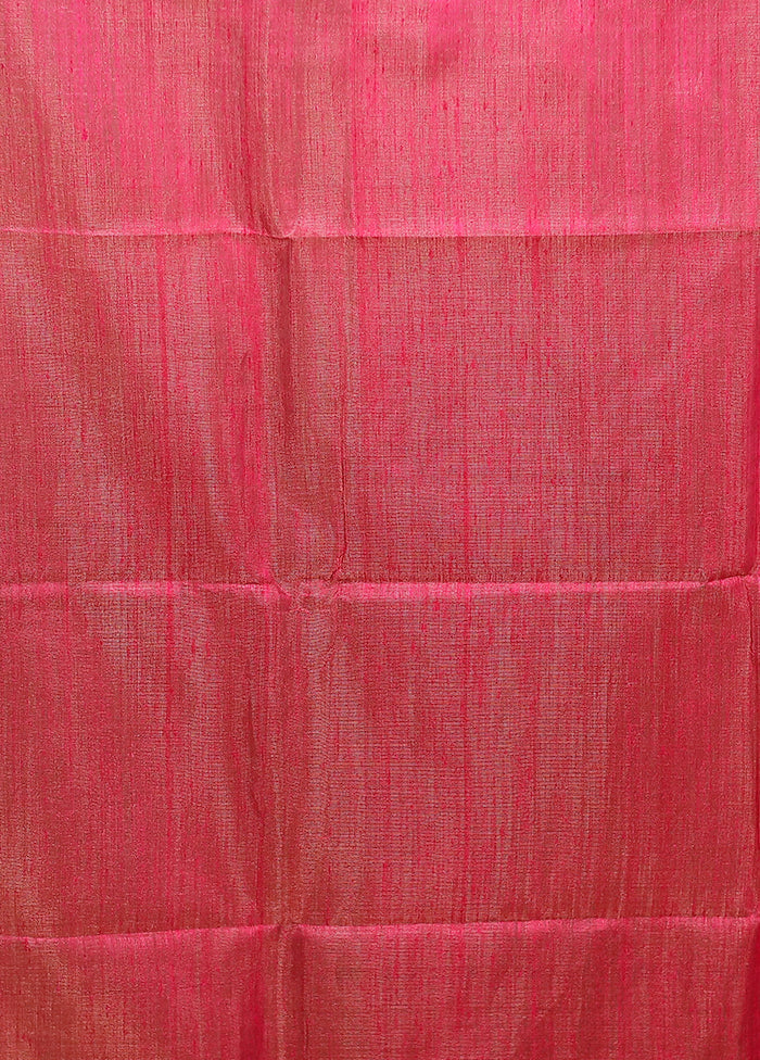 Pink Handloom Matka Pure Silk Saree With Blouse Piece