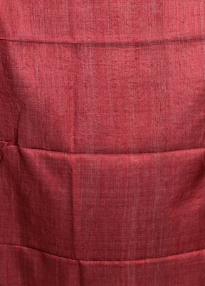 Purple Handloom Tussar Pure Silk Saree With Blouse Piece