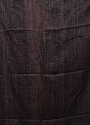 Black Handloom Tussar Pure Silk Saree With Blouse Piece