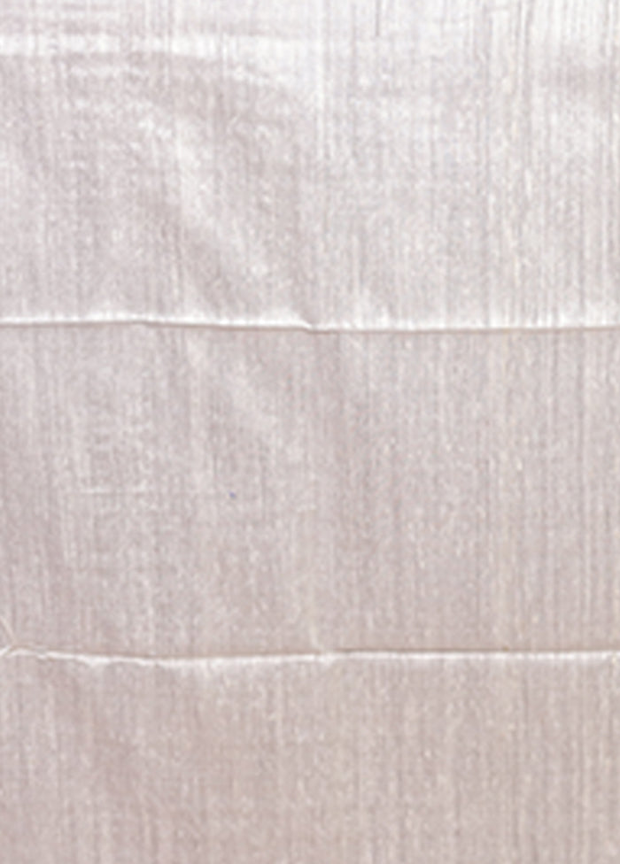 Cream Handloom Tussar Pure Silk Saree With Blouse Piece