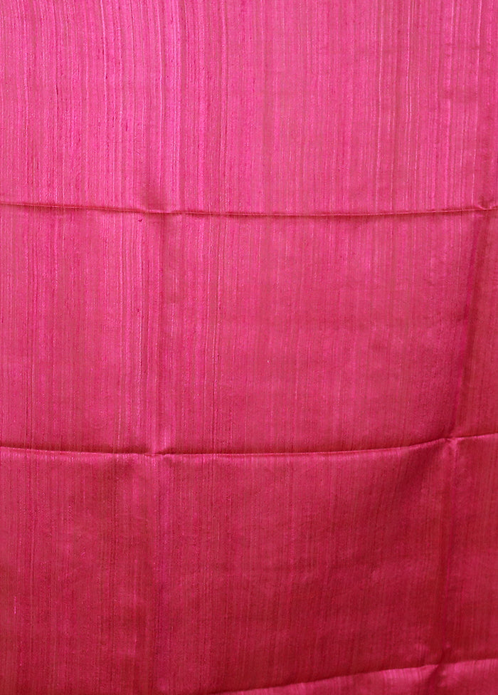 Pink Handloom Matka Pure Silk Saree With Blouse Piece