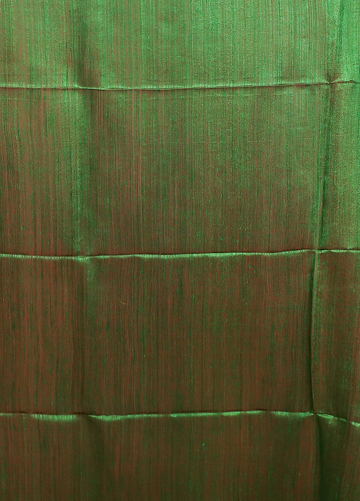 Green Handloom Matka Pure Silk Saree With Blouse Piece