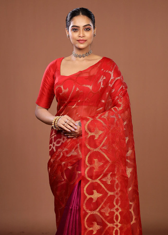 Pink Handloom Matka Pure Silk Saree With Blouse Piece