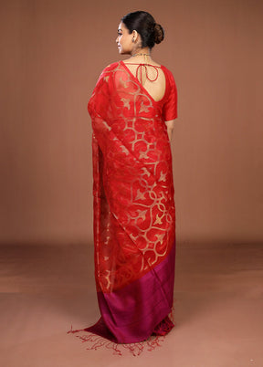 Pink Handloom Matka Pure Silk Saree With Blouse Piece