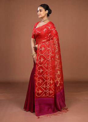 Pink Handloom Matka Pure Silk Saree With Blouse Piece