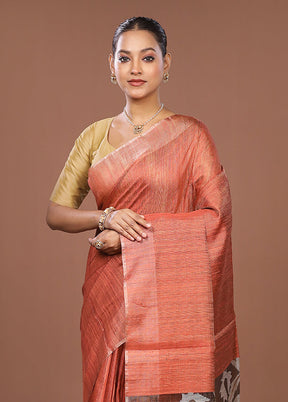 Pink Handloom Matka Pure Silk Saree With Blouse Piece