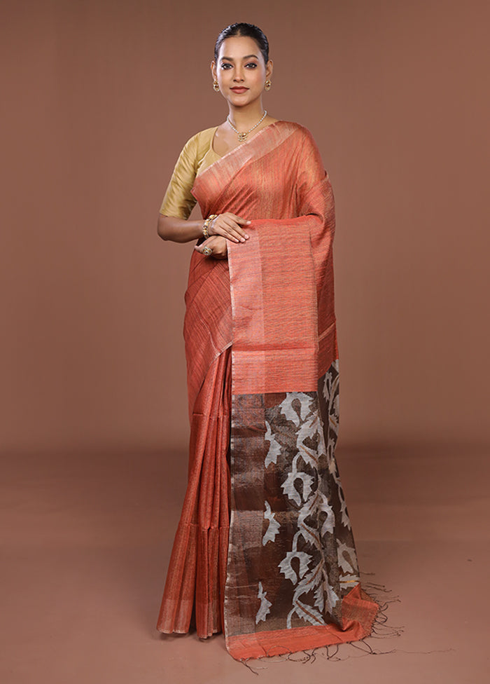 Pink Handloom Matka Pure Silk Saree With Blouse Piece