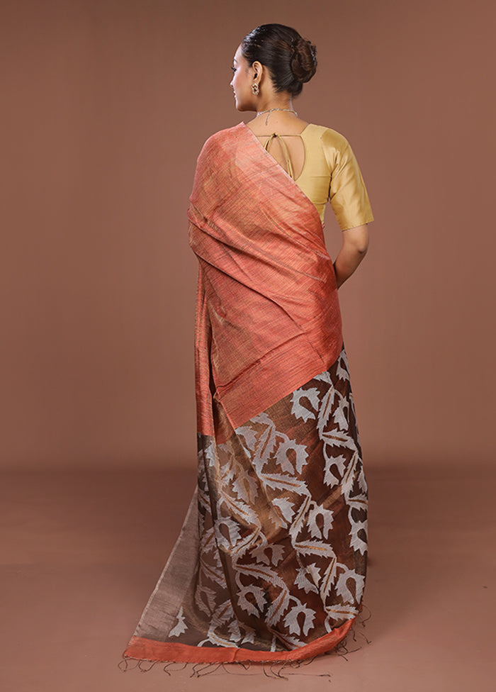 Pink Handloom Matka Pure Silk Saree With Blouse Piece