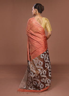 Pink Handloom Matka Pure Silk Saree With Blouse Piece