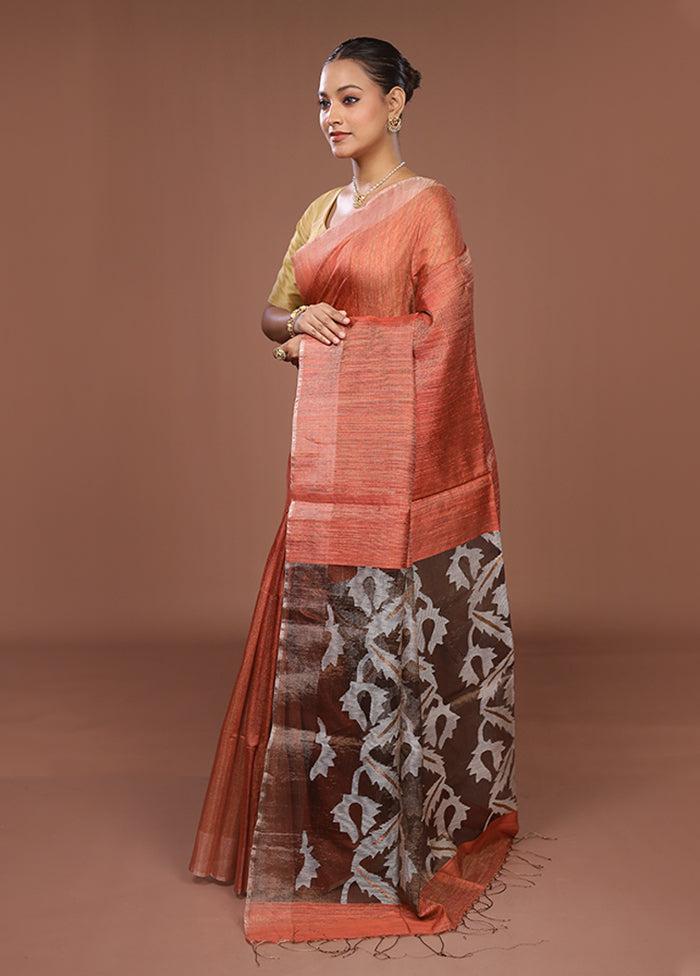 Pink Handloom Matka Pure Silk Saree With Blouse Piece