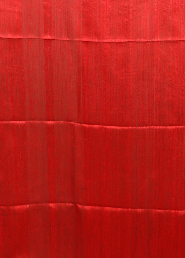 Red Handloom Matka Pure Silk Saree With Blouse Piece