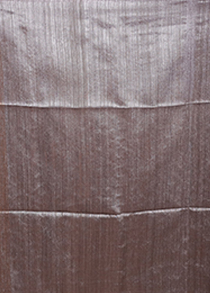 Grey Handloom Matka Pure Silk Saree With Blouse Piece