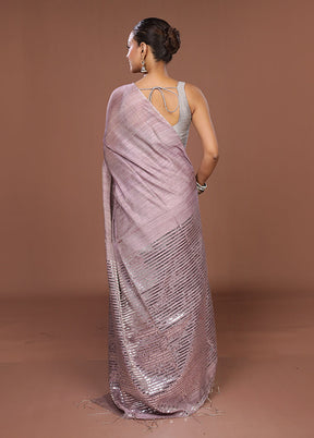 Purple Handloom Matka Pure Silk Saree With Blouse Piece