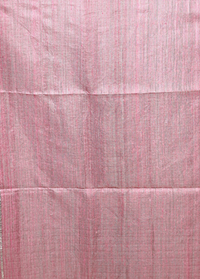 Pink Handloom Matka Pure Silk Saree With Blouse Piece