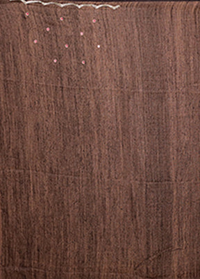 Brown Handloom Matka Pure Silk Saree With Blouse Piece