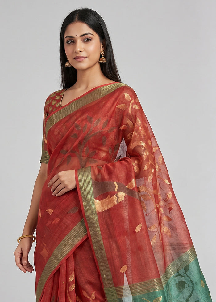 Green Handloom Matka Pure Silk Saree With Blouse Piece
