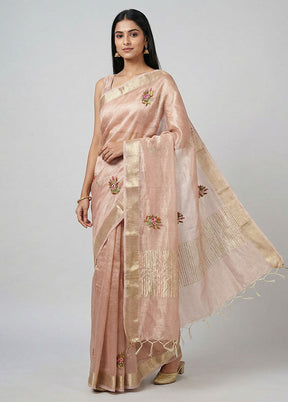 Pink Tissue Silk Saree With Blouse Piece