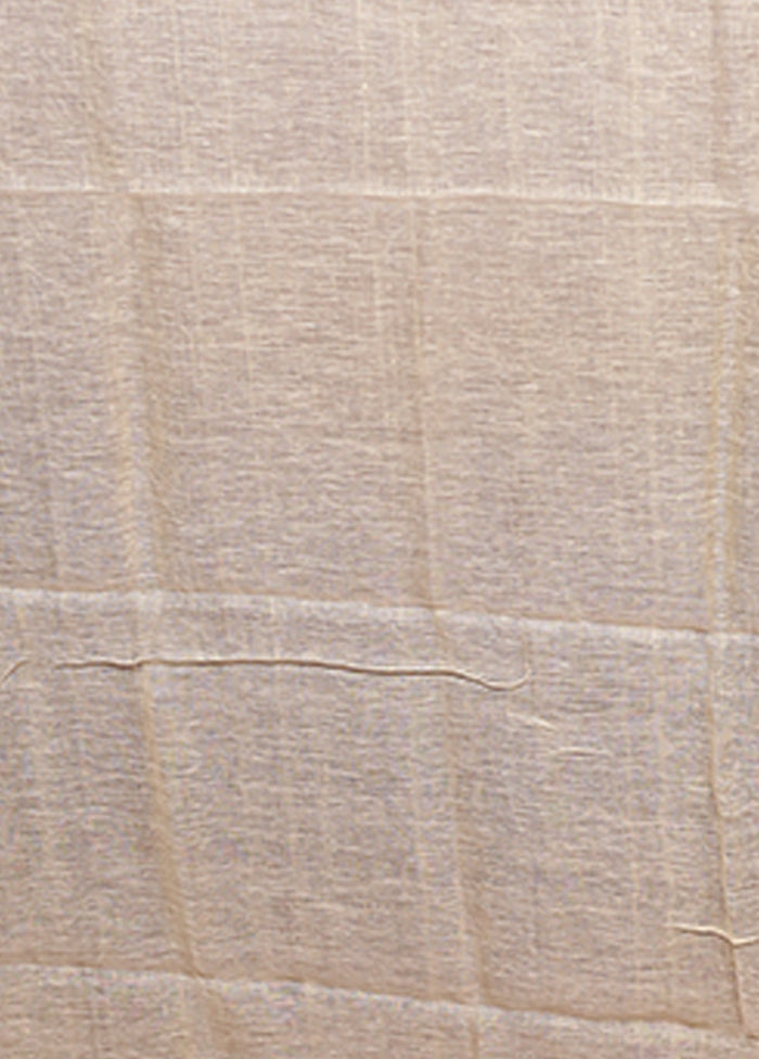 Cream Matka Silk Saree With Blouse Piece
